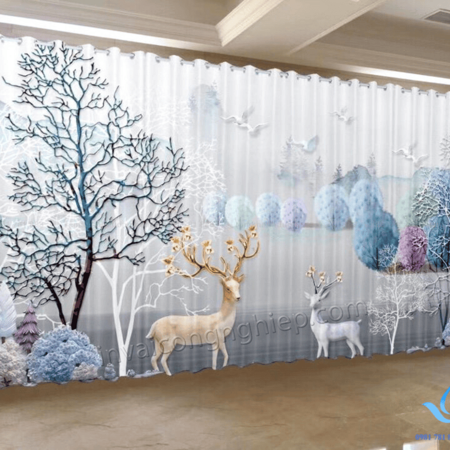 In Rèm Cửa Hình Hổ 3D
